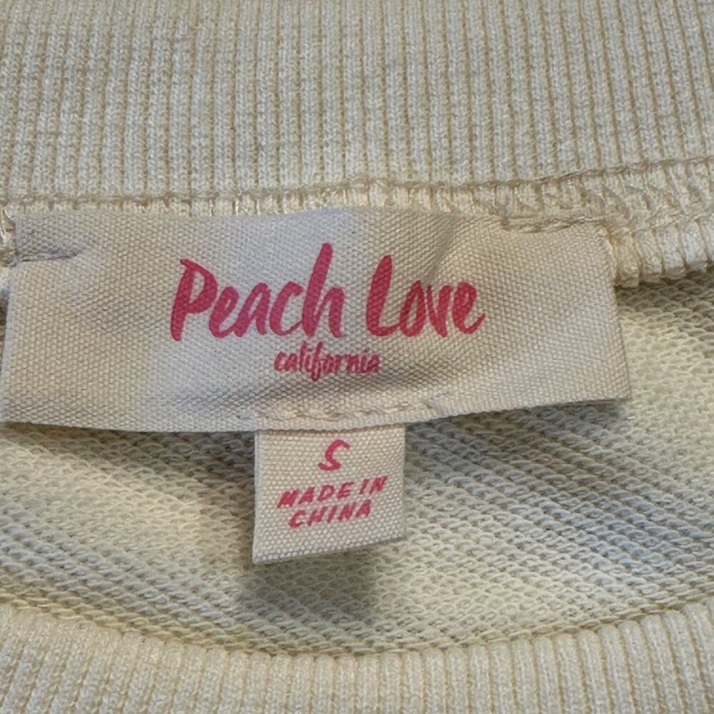 Peach Love Ivory Oversized Sweatshirt In Women's Small with Sequin Horseshoes - Picture 3 of 9